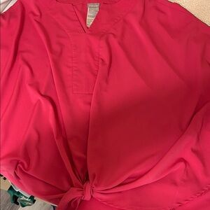 Chico's Hot Pink Tie-Front V-Neck Blouse